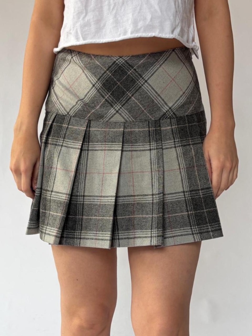 Wool Plaid Mini Skirt Gap 2